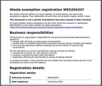 Waste Exemption Registration