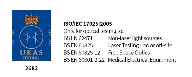 Lasermet UKAS accredited to BS 62471- LED testing