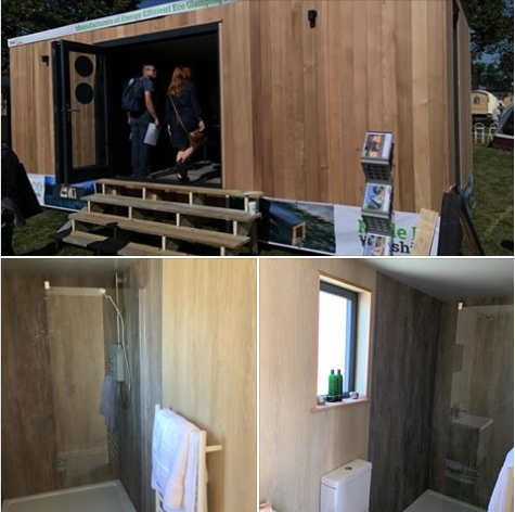 Luxury shower and bathrrom wetwall to Smart Eco Glamping