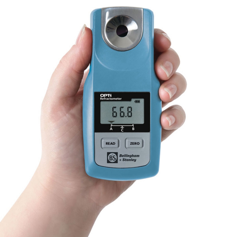 New OPTi digital handheld refractometer has 50 onboard scales