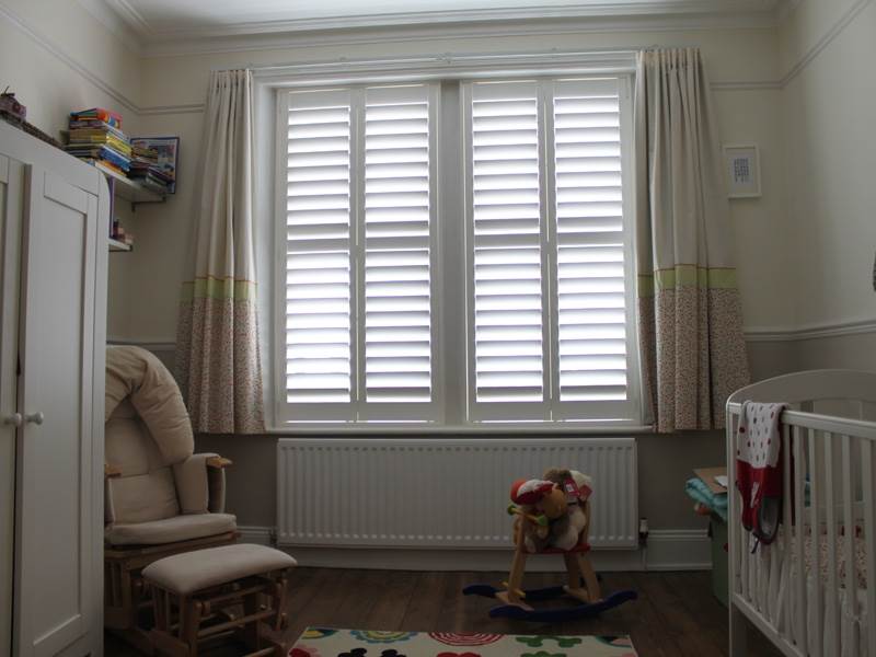 Interior shutters for a nursery sash windows